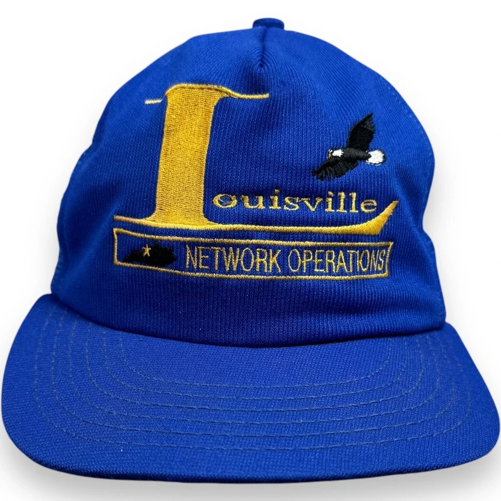 Vintage Louisville Network Operations Trucker Hat USA Made Blue Snapback Cap